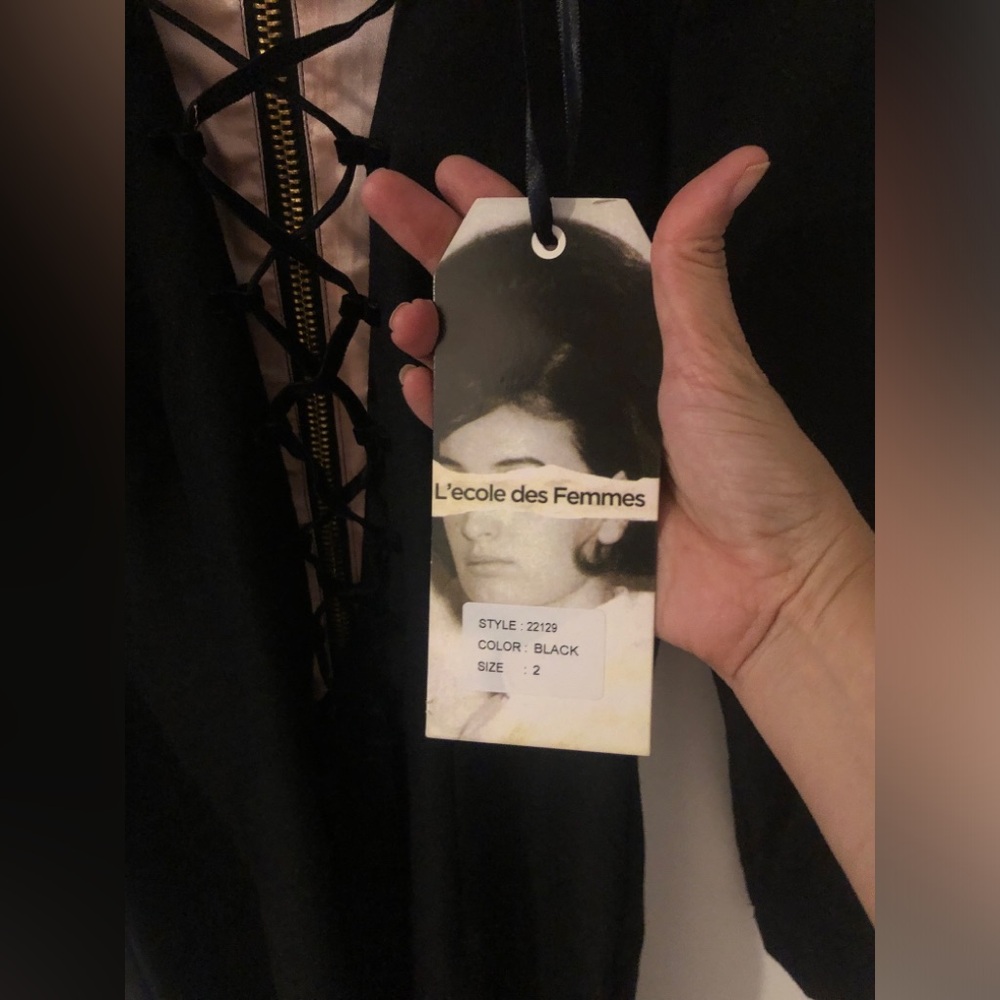 NWT L' Ecole Des Femmes Jane Bondage Black Dress size 2 wool blend - Picture 10 of 11